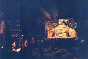 presepio chiesa, foto notturna